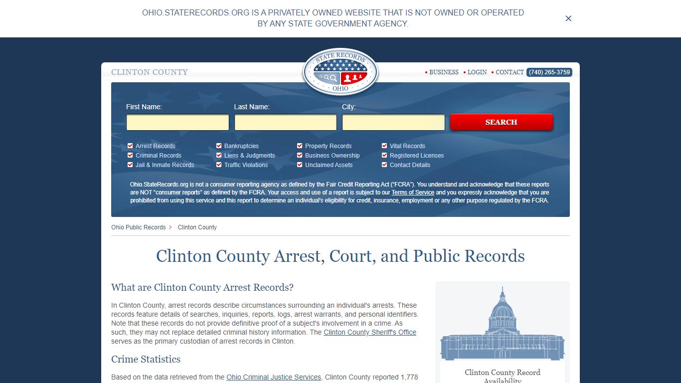Clinton County Arrest, Court, and Public Records